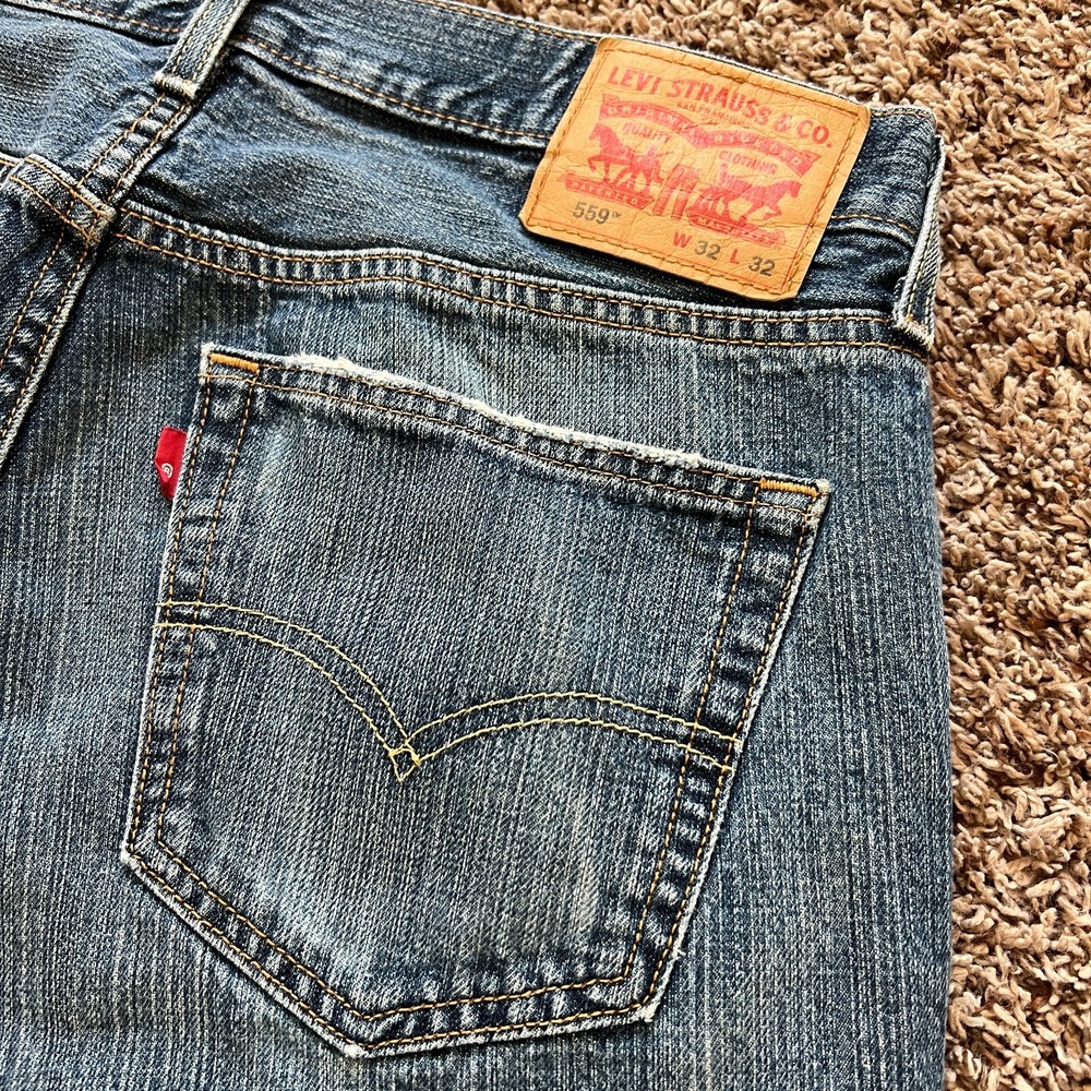 Levis Mens Jeans 559 Relaxed Straight 34x31 Blue Denim Medium Wash USA Western